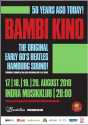 Zum 50sten Jahrestag des ersten Auftritts der Beatles in Hamburg findet am 17. August 2010 im Indra - Groe Freiheit 64  ein einzigartiges Event statt. Die Band "Bambi Kino", benannt nach der Unterkunft der Beatles in der Paul-Roosen-Strae whrend ihres ersten Hamburg-Gastspiels, bestehend aus den US-Musikern der Bands Nada Surf-Ira Elliot-drms., Cat Power-Erik Paparazzi-bssg., Maplewood-Mark Rozzo-voc., dem Moby-Gitarristen Daron Murphy-git. und Guided by Voices-Dough Gillard, wird die Songs performen, welche die Beatles ihrem Publikum vor 50 Jahren zu Gehr brachten. Im Sommer 2009 formierte sich diese Band in New York City aus den vier jungen Beatles- + Hamburg-Fans.

PROGRAMMTIPP: bereits am 16.08. ist diese Band beim NDR zu Gast; Konzertbertragung auf NDR 90,3 am 17.08.2010 ab 21:00 Uhr.
Im Fernsehen: ARTE 29.08.2010 im Rahmen "Summer of the 60s".

Bambi Kino  IT WAS 50 YEARS AGO TODAY